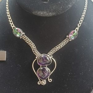 New Amethyst and Mystic Topaz Silver Necklace.